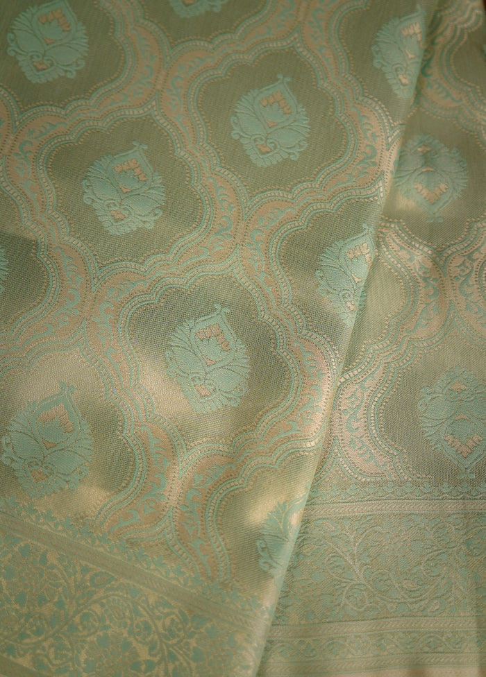 Green Dupion Silk Saree With Blouse Piece - Indian Silk House Agencies