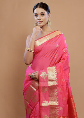 Pink Kanjivaram Silk Saree With Blouse Piece - Indian Silk House Agencies