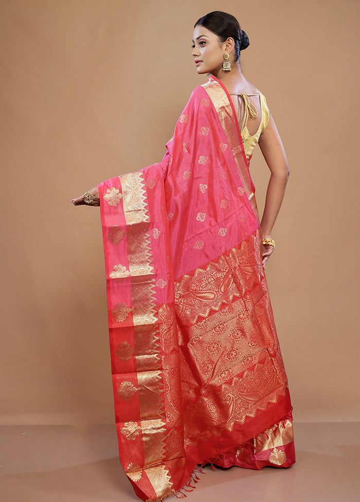 Pink Kanjivaram Silk Saree With Blouse Piece - Indian Silk House Agencies