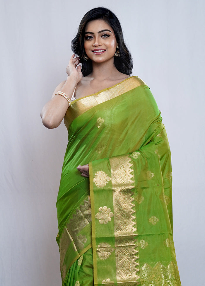 Green Kanjivaram Silk Saree With Blouse Piece - Indian Silk House Agencies