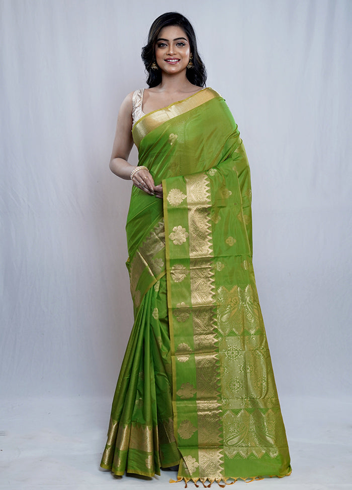 Green Kanjivaram Silk Saree With Blouse Piece - Indian Silk House Agencies