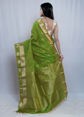 Green Kanjivaram Silk Saree With Blouse Piece - Indian Silk House Agencies