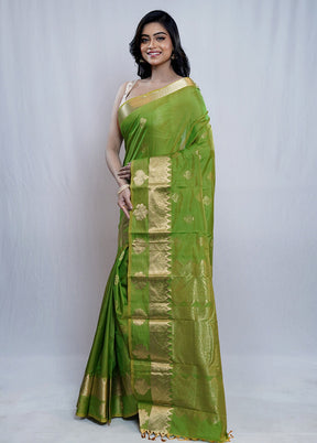 Green Kanjivaram Silk Saree With Blouse Piece - Indian Silk House Agencies