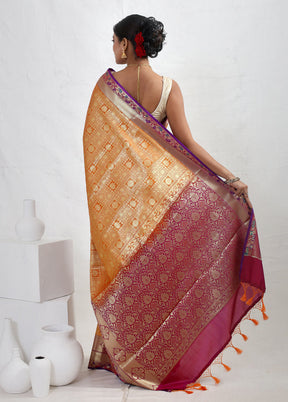 Orange Dupion Silk Saree With Blouse Piece - Indian Silk House Agencies