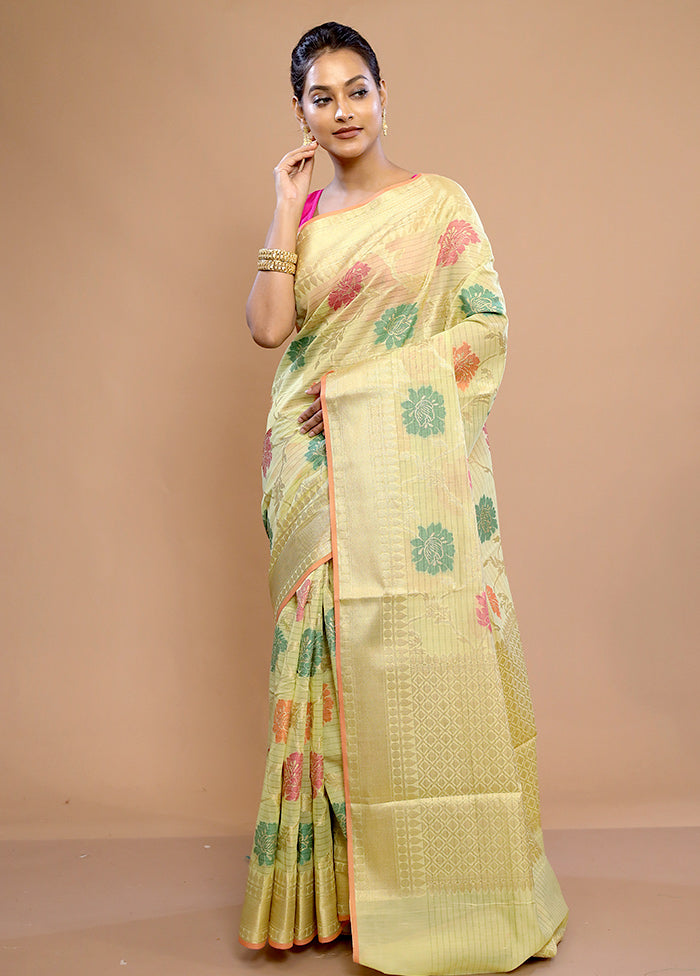 Yellow Cotton Saree With Blouse Piece - Indian Silk House Agencies