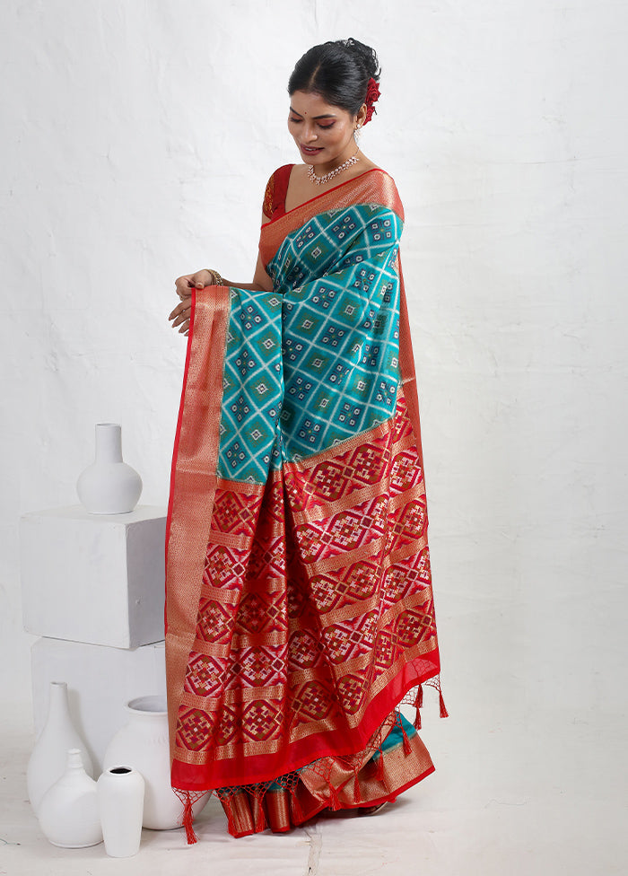 Blue Dupion Silk Saree With Blouse Piece - Indian Silk House Agencies