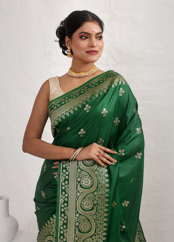 Green Dupion Silk Saree With Blouse Piece - Indian Silk House Agencies