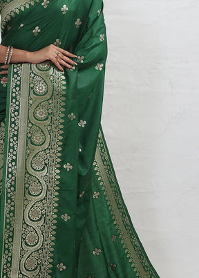 Green Dupion Silk Saree With Blouse Piece - Indian Silk House Agencies