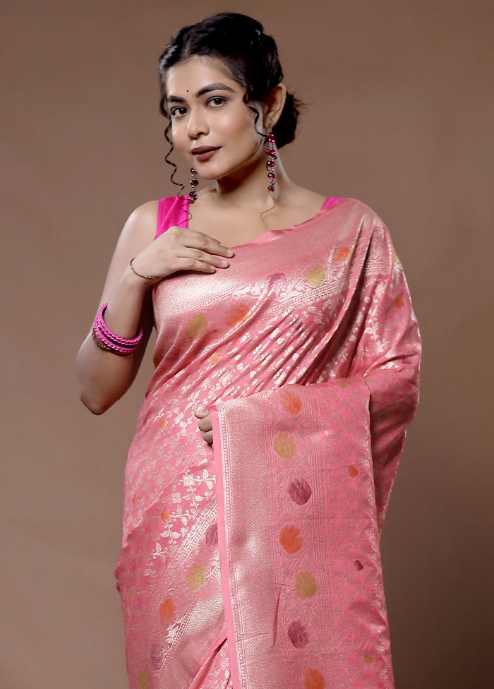 Pink Dupion Silk Saree With Blouse Piece - Indian Silk House Agencies