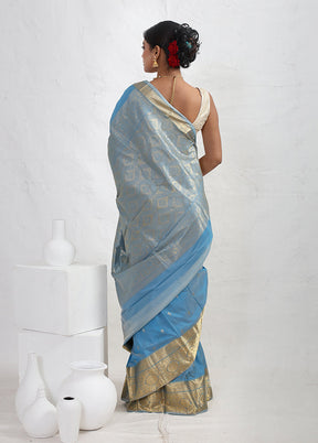 Blue Kanjivaram Silk Saree With Blouse Piece - Indian Silk House Agencies