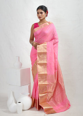 Pink Kanjivaram Silk Saree With Blouse Piece - Indian Silk House Agencies