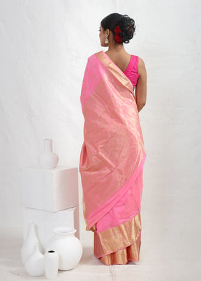 Pink Kanjivaram Silk Saree With Blouse Piece - Indian Silk House Agencies