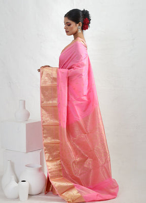 Pink Kanjivaram Silk Saree With Blouse Piece - Indian Silk House Agencies