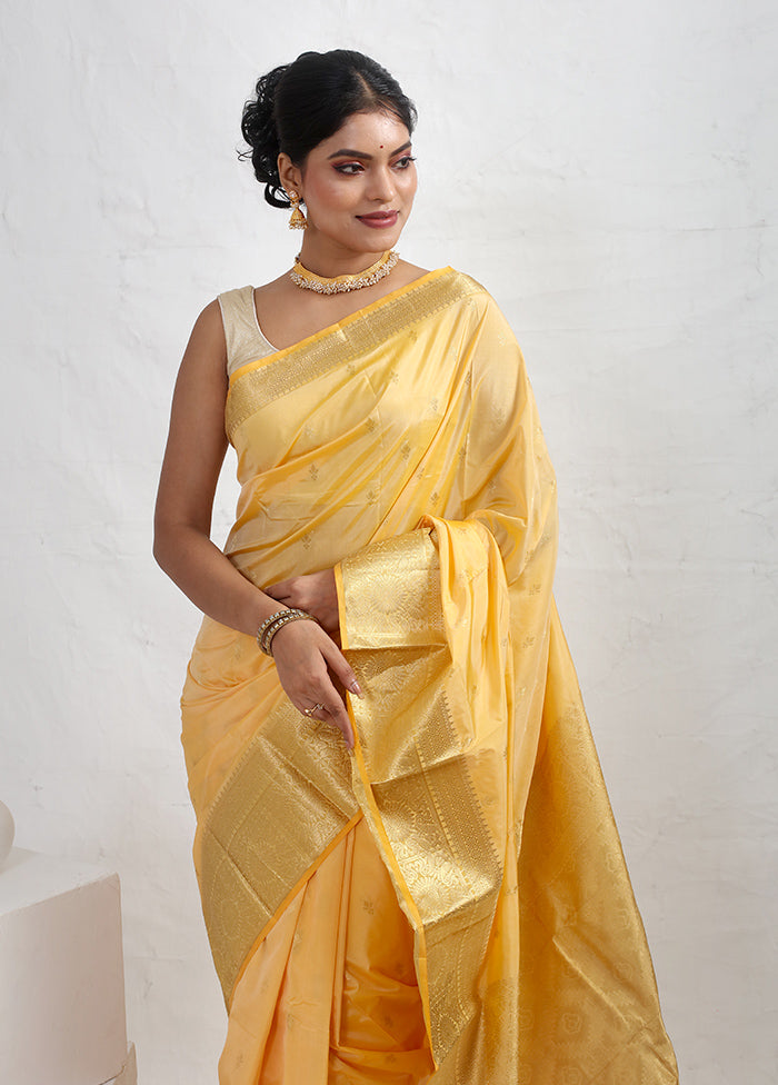 Yellow Kanjivaram Silk Saree With Blouse Piece - Indian Silk House Agencies