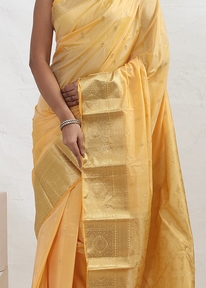 Yellow Kanjivaram Silk Saree With Blouse Piece - Indian Silk House Agencies