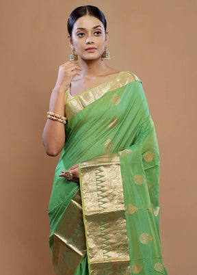 Green Kanjivaram Silk Saree With Blouse Piece - Indian Silk House Agencies