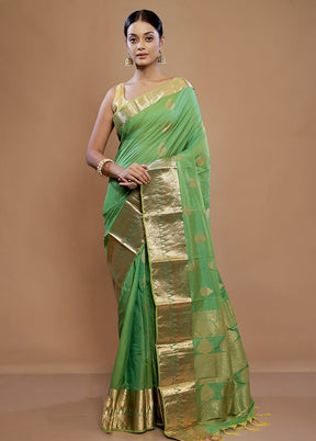 Green Kanjivaram Silk Saree With Blouse Piece - Indian Silk House Agencies