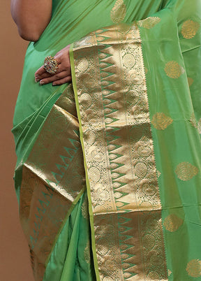 Green Kanjivaram Silk Saree With Blouse Piece - Indian Silk House Agencies