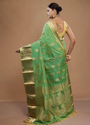 Green Kanjivaram Silk Saree With Blouse Piece - Indian Silk House Agencies