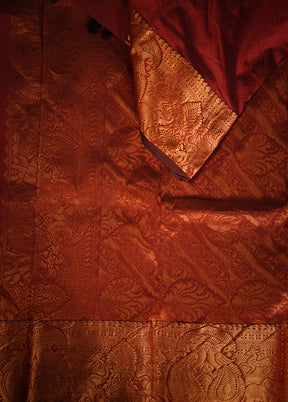 Maroon Kanjivaram Silk Saree With Blouse Piece - Indian Silk House Agencies