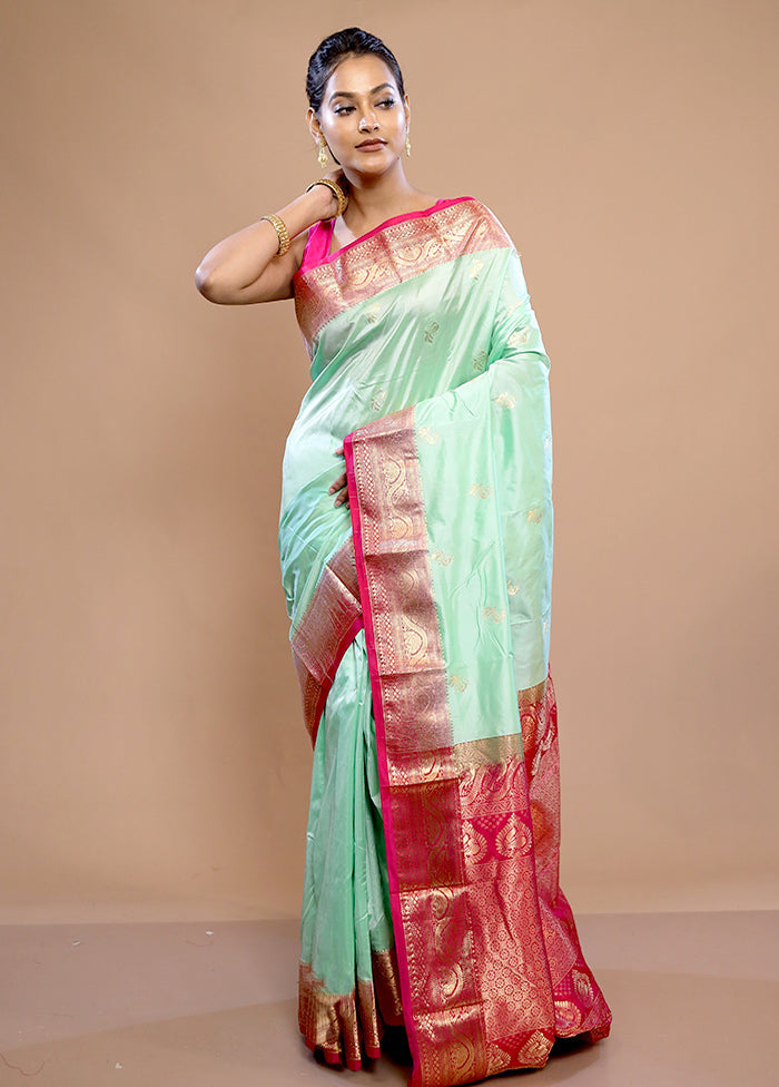 Blue Kanjivaram Pure Silk Saree With Blouse Piece - Indian Silk House Agencies