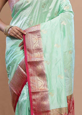 Blue Kanjivaram Pure Silk Saree With Blouse Piece - Indian Silk House Agencies