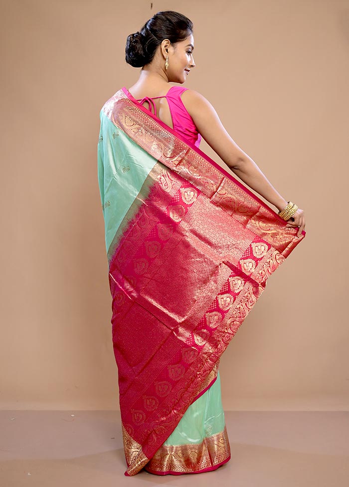 Blue Kanjivaram Pure Silk Saree With Blouse Piece - Indian Silk House Agencies