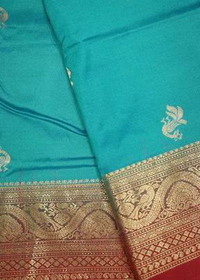 Blue Kanjivaram Pure Silk Saree With Blouse Piece - Indian Silk House Agencies