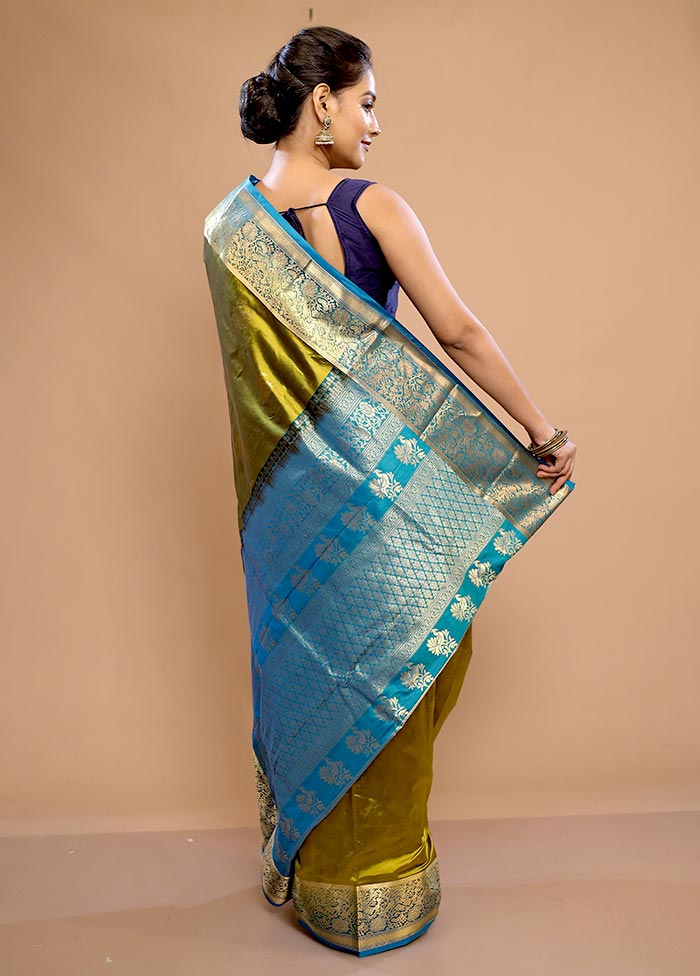 Green Kanjivaram Pure Silk Saree With Blouse Piece - Indian Silk House Agencies