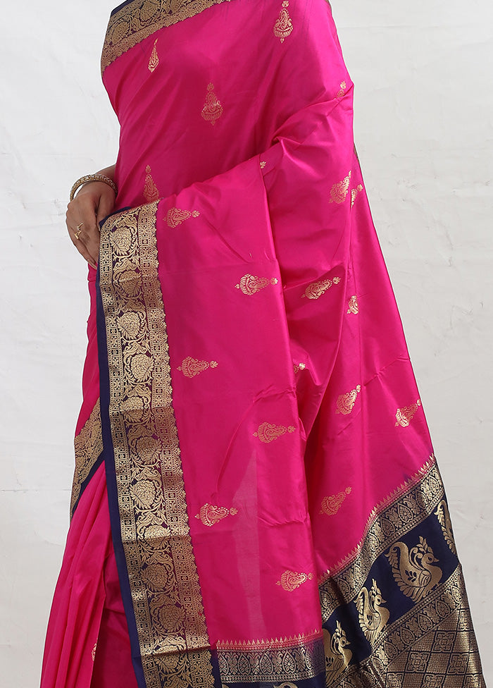 Pink Kanjivaram Pure Silk Saree With Blouse Piece - Indian Silk House Agencies