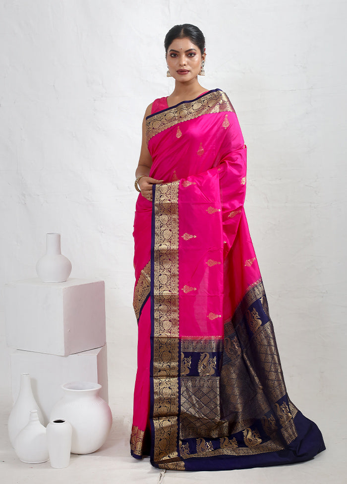 Pink Kanjivaram Pure Silk Saree With Blouse Piece - Indian Silk House Agencies