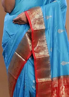 Blue Kanjivaram Pure Silk Saree With Blouse Piece - Indian Silk House Agencies