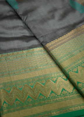 Grey Kanjivaram Pure Silk Saree With Blouse Piece - Indian Silk House Agencies