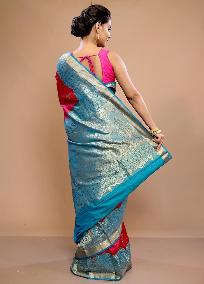 Pink Kanjivaram Pure Silk Saree With Blouse Piece - Indian Silk House Agencies