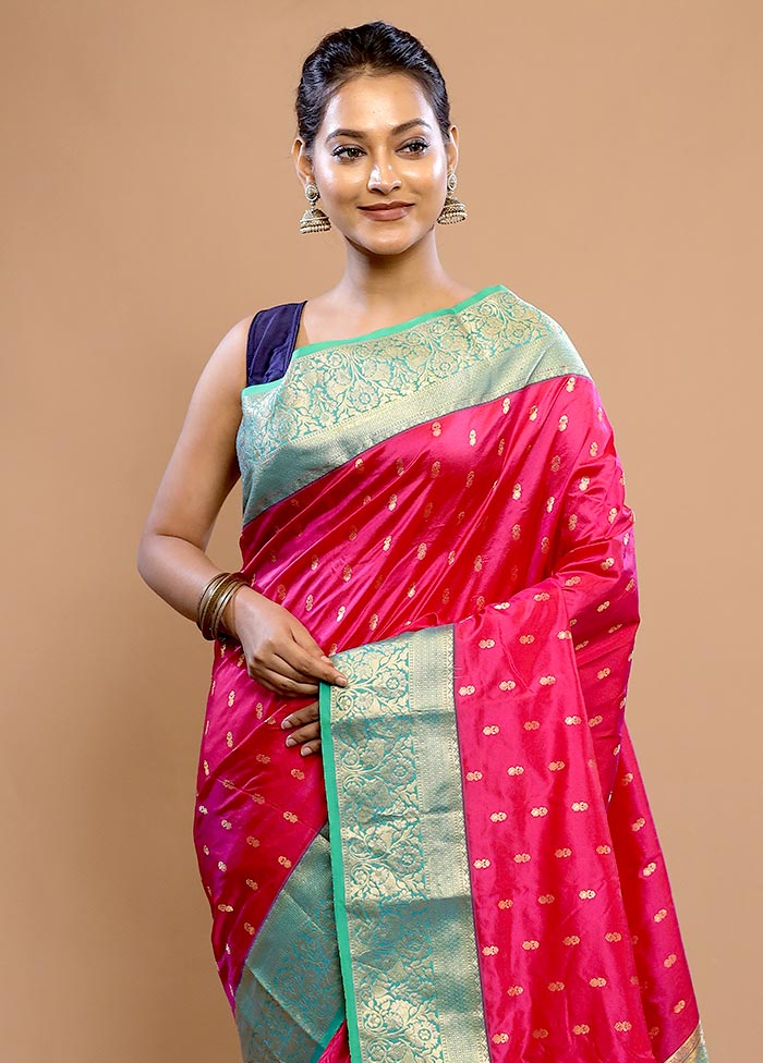 Pink Kanjivaram Pure Silk Saree With Blouse Piece - Indian Silk House Agencies