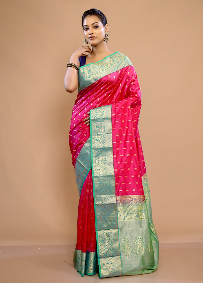 Pink Kanjivaram Pure Silk Saree With Blouse Piece - Indian Silk House Agencies