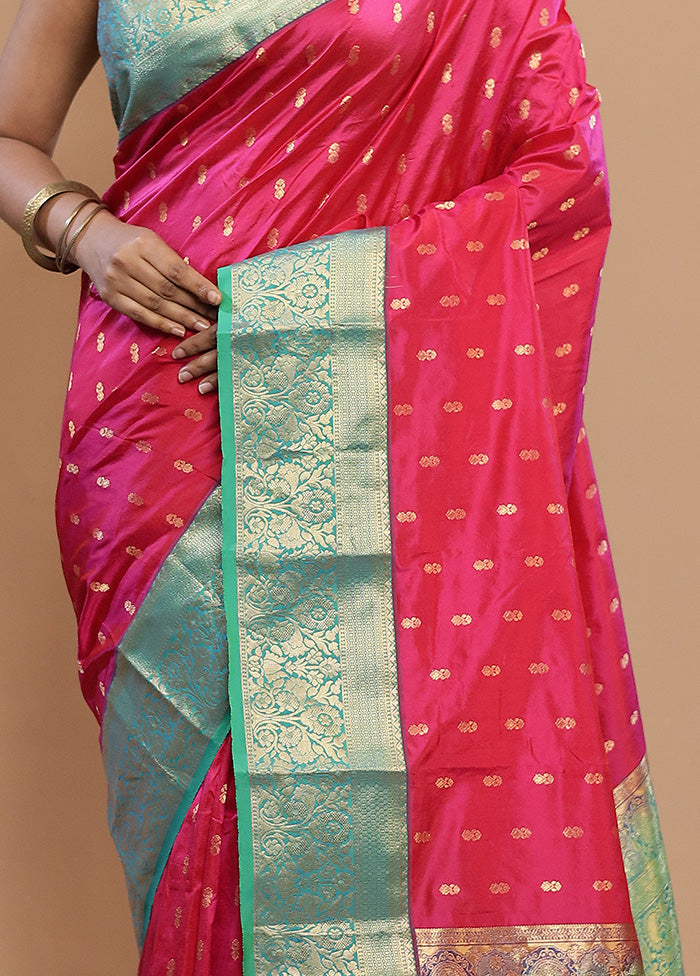 Pink Kanjivaram Pure Silk Saree With Blouse Piece - Indian Silk House Agencies