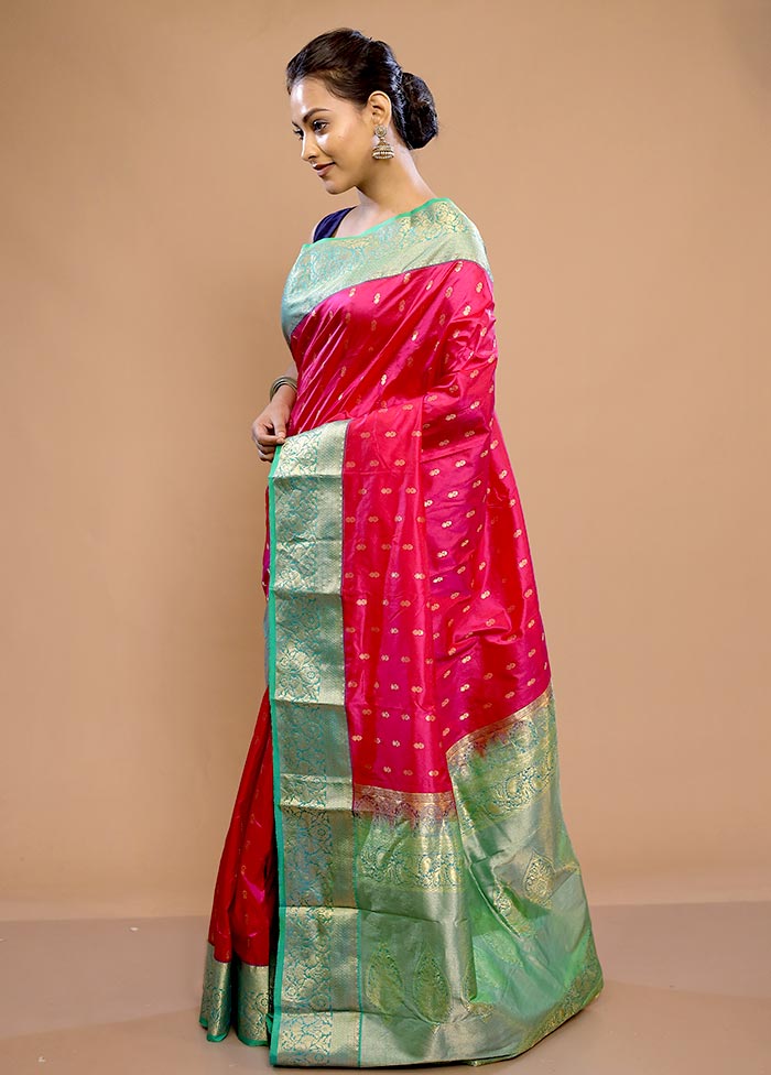 Pink Kanjivaram Pure Silk Saree With Blouse Piece - Indian Silk House Agencies