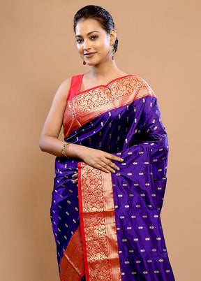 Blue Kanjivaram Pure Silk Saree With Blouse Piece - Indian Silk House Agencies