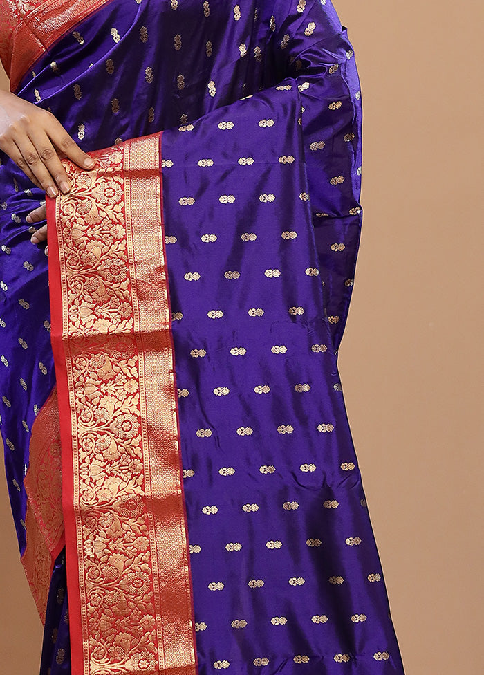 Blue Kanjivaram Pure Silk Saree With Blouse Piece - Indian Silk House Agencies