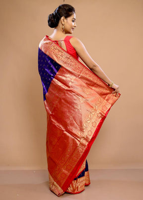 Blue Kanjivaram Pure Silk Saree With Blouse Piece - Indian Silk House Agencies