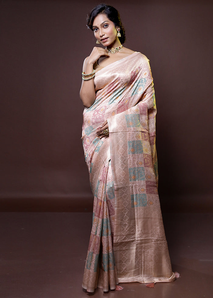 Pink Dupion Silk Saree With Blouse Piece