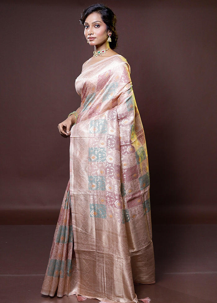 Pink Dupion Silk Saree With Blouse Piece