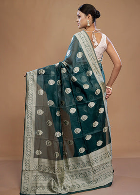 Green Cotton Saree With Blouse Piece - Indian Silk House Agencies