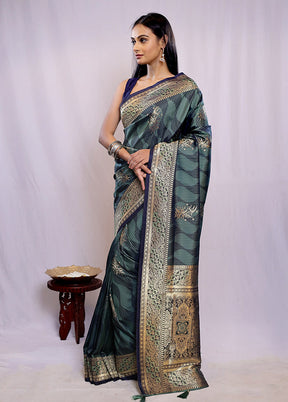 Green Dupion Silk Saree With Blouse Piece - Indian Silk House Agencies