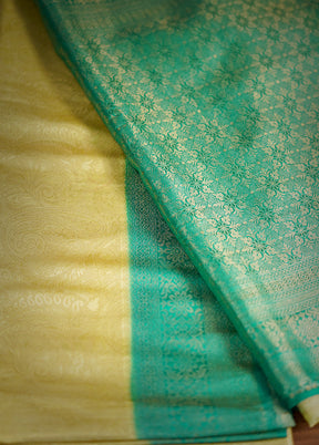 Yellow Dupion Silk Saree With Blouse Piece - Indian Silk House Agencies