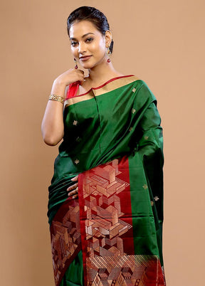 Green Kanjivaram Pure Silk Saree With Blouse Piece - Indian Silk House Agencies