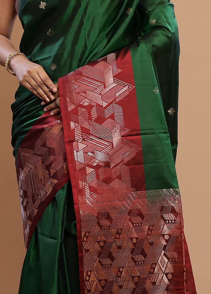 Green Kanjivaram Pure Silk Saree With Blouse Piece - Indian Silk House Agencies