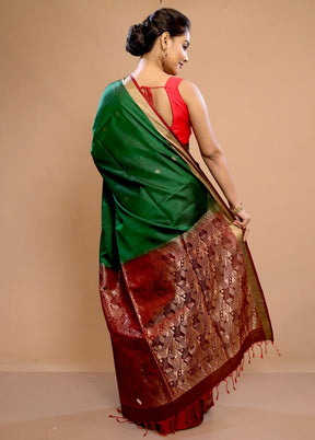 Green Kanjivaram Pure Silk Saree With Blouse Piece - Indian Silk House Agencies