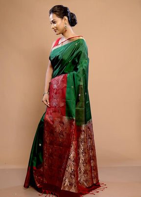 Green Kanjivaram Pure Silk Saree With Blouse Piece - Indian Silk House Agencies